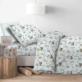 Σεντόνι Παιδικό Happy Zoo Με Λάστιχο (Σετ 2τμχ) Multi Astron Μονό 105x230cm 100% Πενιέ Βαμβάκι