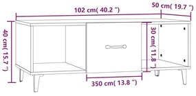 Τραπεζάκι Σαλονιού Καπνιστή Δρυς102x50x40εκ. Επεξεργασμένο Ξύλο - Καφέ