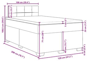 Κρεβάτι Boxspring με Στρώμα Σκούρο Γκρι 120x200 εκ. Υφασμάτινο - Γκρι