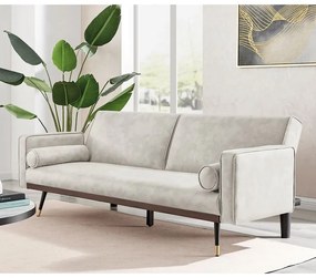 WOODWELL CLICK Καναπές - Κρεβάτι Σαλονιού - Καθιστικού, Ύφασμα Suede Εκρού 192x84x76cm Bed:192x98x37cm Ε9443,2