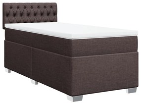 vidaXL Κρεβάτι Boxspring με Στρώμα Σκούρο Καφέ 100x200 εκ. Υφασμάτινο