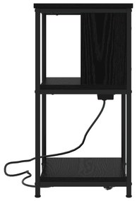 vidaXL Κομοδίνο Μαύρη δρυς 38 x 31 x 61 εκ Επεξεργασμένο ξύλο