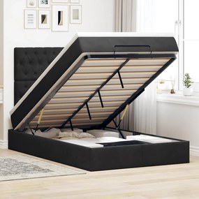 vidaXL Οθωμανικό κρεβάτι με στρώματα &amp; LEDs Μαύρο 120x200cm Velvet