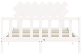 vidaXL Πλαίσιο Κρεβατιού με Κεφαλάρι Λευκό 140x200 εκ. Μασίφ Ξύλο