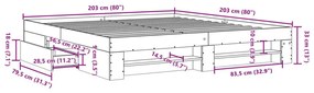 Πλαίσιο Κρεβατιού Γκρι Sonoma 200x200 εκ. Επεξεργασμένο Ξύλο - Γκρι