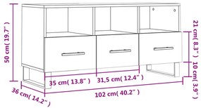 Έπιπλο Τηλεόρασης Γκρι Σκυροδέματος 102x36x50 εκ. Επεξ. Ξύλο - Γκρι