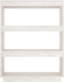 vidaXL Βιβλιοθήκη/Διαχωριστικό Χώρου Λευκό 80x35x103 εκ. Μασίφ Πεύκο