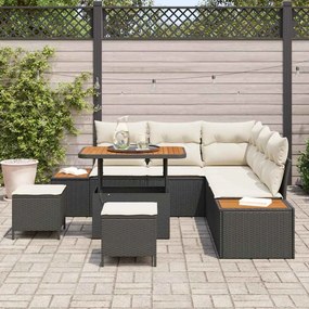 vidaXL Σετ Καναπέ Κήπου με μαξιλάρι 8 pcs Μαύρο Πολυ ράταν