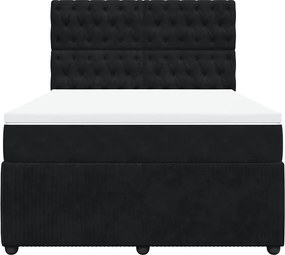 vidaXL Κρεβάτι Boxspring με Στρώμα Μαύρο 140x200 εκ. Βελούδινο