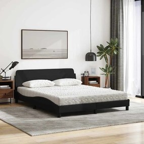 vidaXL Κρεβάτι με Στρώμα Dover Μαύρο 160x200 εκ. Υφασμάτινο