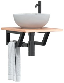 Ράφι Νιπτήρα Τοίχου από Ατσάλι / Μασίφ Ξύλο Δρυός