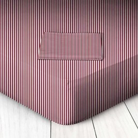Bonsai Home Κατωσέντονο Διπλό 160×200+25 MS Line Ριγέ με Λάστιχο Κόκκινο