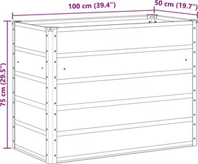 vidaXL Γλάστρα Ελεφαντόδοντο 100 x 50 x 75 cm Επικαλυμμένος Χάλυβας