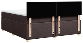 Κρεβάτι Boxspring με Στρώμα Σκούρο Καφέ 200x200 εκ. Υφασμάτινο - Καφέ