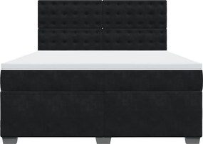 vidaXL Κρεβάτι Boxspring με Στρώμα Μαύρο 180x200 εκ. Βελούδινο