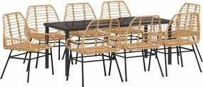 vidaXL Σέτ φαγητού για κήπο 9 pcs Καφέ συνθετικό ρατάν