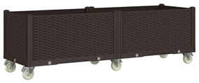vidaXL Ζαρντινιέρα Κήπου με Ροδάκια Καφέ 160x50x54 εκ. Πολυπροπυλένιο