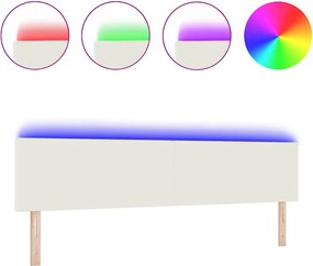 vidaXL LED κεφαλάρι με φώτα λωρίδας LED Κρεμ 200 cm Πολυεστέρας