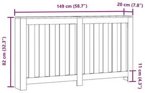 Κάλυμμα Καλοριφέρ Μαύρο 149x20x82 εκ. από Επεξεργασμένο Ξύλο - Μαύρο