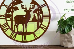 Σετ των 3 Intra απο ξύλο plywood 3mm-4mm πάχος Ρολόι Buck Deer Ρολόι τοίχου με λέιζερ Δίασταση 8x8 cm INTRAFABR-118172931