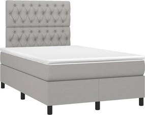 vidaXL Κρεβάτι Boxspring με Στρώμα &amp; LED Αν.Γκρι 120x200 εκ Υφασμάτινο