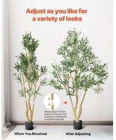 VEVOR 180cm Artificial Olive Tree Tall Fake Plant with Pot for Home Office