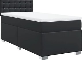 vidaXL Κρεβάτι Boxspring με Στρώμα Μαύρο 90x200εκ. από Συνθετικό Δέρμα