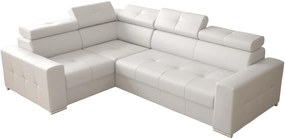 Γωνιακός καναπές April Max Eco LTHR-Leuko-Αριστερή