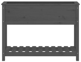 vidaXL Ζαρντινιέρα με Ράφι Γκρι 111,5x34,5x81 εκ. Μασίφ Ξύλο Πεύκου