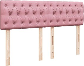 vidaXL Κρεβάτι Boxspring με Στρώμα Ροζ 140x200 εκ. Βελούδινο