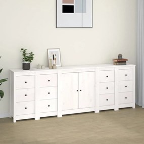 vidaXL Ντουλάπι Λευκό 230 x 35 x 80 εκ. από Μασίφ Ξύλο Πεύκου