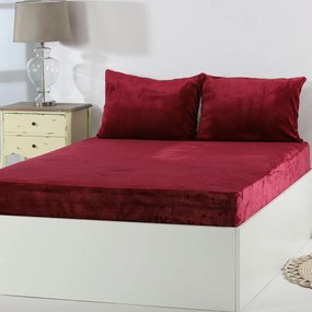 Σεντόνι Fleece Μονό Με Λάστιχο + Μαξιλαροθήκη (Σετ) Silk Fashion Solid Burgundy