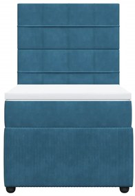 vidaXL Κρεβάτι Boxspring με Στρώμα Μπλε 90x200 εκ. Βελούδινο