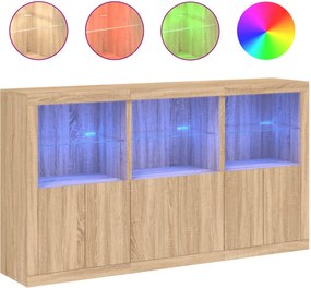 vidaXL Μπουφές με Φώτα LED Sonoma Δρυς 181,5 x 37 x 100 εκ.