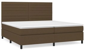 Κρεβάτι Boxspring με Στρώμα Σκούρο Καφέ 200x200 εκ. Υφασμάτινο - Καφέ