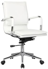 WOODWELL BF3601 Πολυθρόνα Γραφείου Μέταλλο Βάση Χρώμιο - PU Άσπρο 55x63x95/105cm ΕΟ243,1