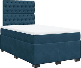 vidaXL Κρεβάτι Boxspring με Στρώμα Μπλε 120x190 εκ. Βελούδινο