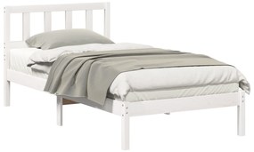vidaXL Σκελετός Κρεβατιού Λευκό 90 x 200 cm Μασίφ ξύλο πεύκου