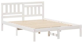 vidaXL Σκελετός Κρεβατιού Λευκό 135 x 190 cm Μασίφ ξύλο πεύκου