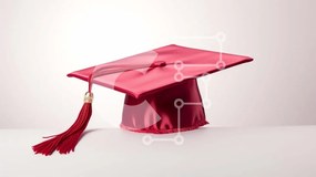 Intra Συλλεκτικό Ξύλινο Παζλ Plywood 4mm - Κόκκινο καπάκι αποφοίτησης σε άσπρο φόντο Σε Ξύλινο Κουτί - Διαστάσεις Puzzle: 10x10 cm – 25 κομμάτια