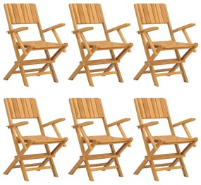 Καρέκλες Κήπου Πτυσσόμενες 6 τεμ. 55x61x90 εκ. Μασίφ Ξύλο Teak - Καφέ