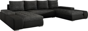 Γωνιακός καναπές Norma-Μαύρο - Γκρι - 363.00Χ200.00Χ88.00cm