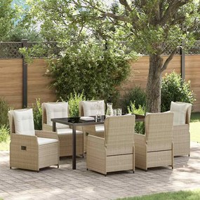 vidaXL Σέτ φαγητού για κήπο 7 pcs Μπεζ συνθετικό ρατάν