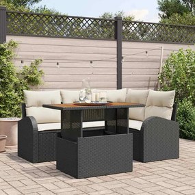 vidaXL Σετ Καναπέ Κήπου 5 pcs Μαύρο και κρεμ 100 x 55 x 73 εκ