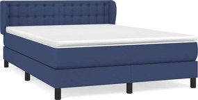 vidaXL Κρεβάτι Boxspring με Στρώμα Μπλε 140x190 εκ. Υφασμάτινο
