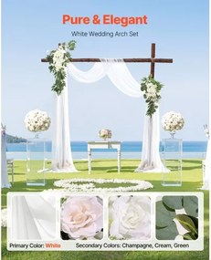 VEVOR Artificial Wedding Arch Flowers Kit White With 2 Pcs Flowers 1 Pcs Drapes