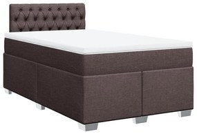 vidaXL Κρεβάτι Boxspring με Στρώμα Σκούρο Καφέ 120x190 εκ Υφασμάτινο