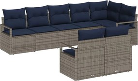 vidaXL Σετ Καναπέ 8 pcs Γκρι συνθετικό ρατάν