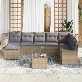 vidaXL Σετ Καναπέ Κήπου με μαξιλάρι 9 pcs Μαύρο Πολυ ράταν