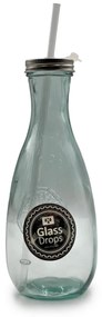 Μπουκάλι Glass Drops Authentic (5927) Με καλαμάκι, Aπό 100% ανακυκλωμένο γυαλί, Xωρητικότητας 600ml, Διαστάσεων Ø 9 x Υ 27 cm